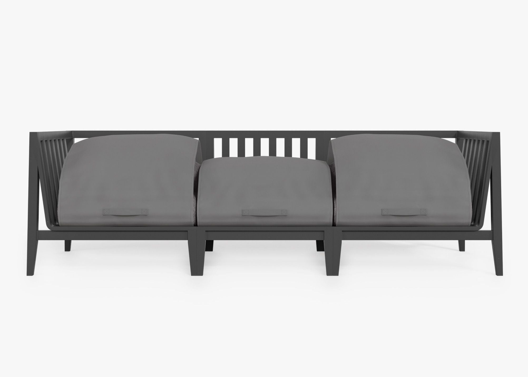 Canapé d'extérieur en aluminium anthracite - 3 places