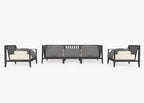 Canapé d'extérieur en aluminium anthracite avec fauteuils - 5 places