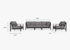 Canapé d'extérieur en aluminium anthracite avec fauteuils - 5 places