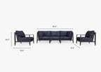 Canapé d'extérieur en aluminium anthracite avec fauteuils - 5 places
