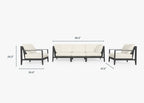 Canapé d'extérieur en aluminium anthracite avec fauteuils - 5 places