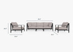 Canapé d'extérieur en aluminium anthracite avec fauteuils - 5 places