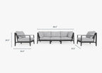 Canapé d'extérieur en aluminium anthracite avec fauteuils - 5 places