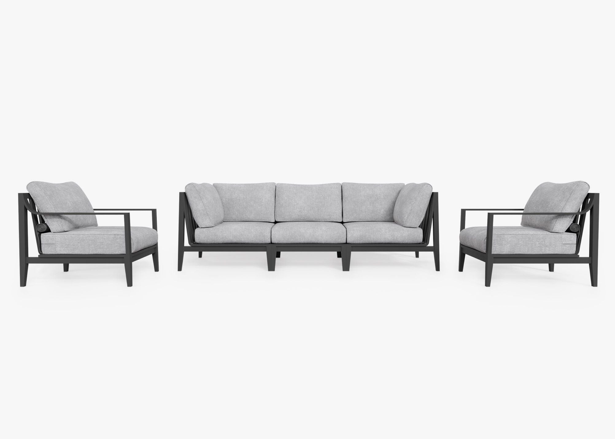 Canapé d'extérieur en aluminium anthracite avec fauteuils - 5 places