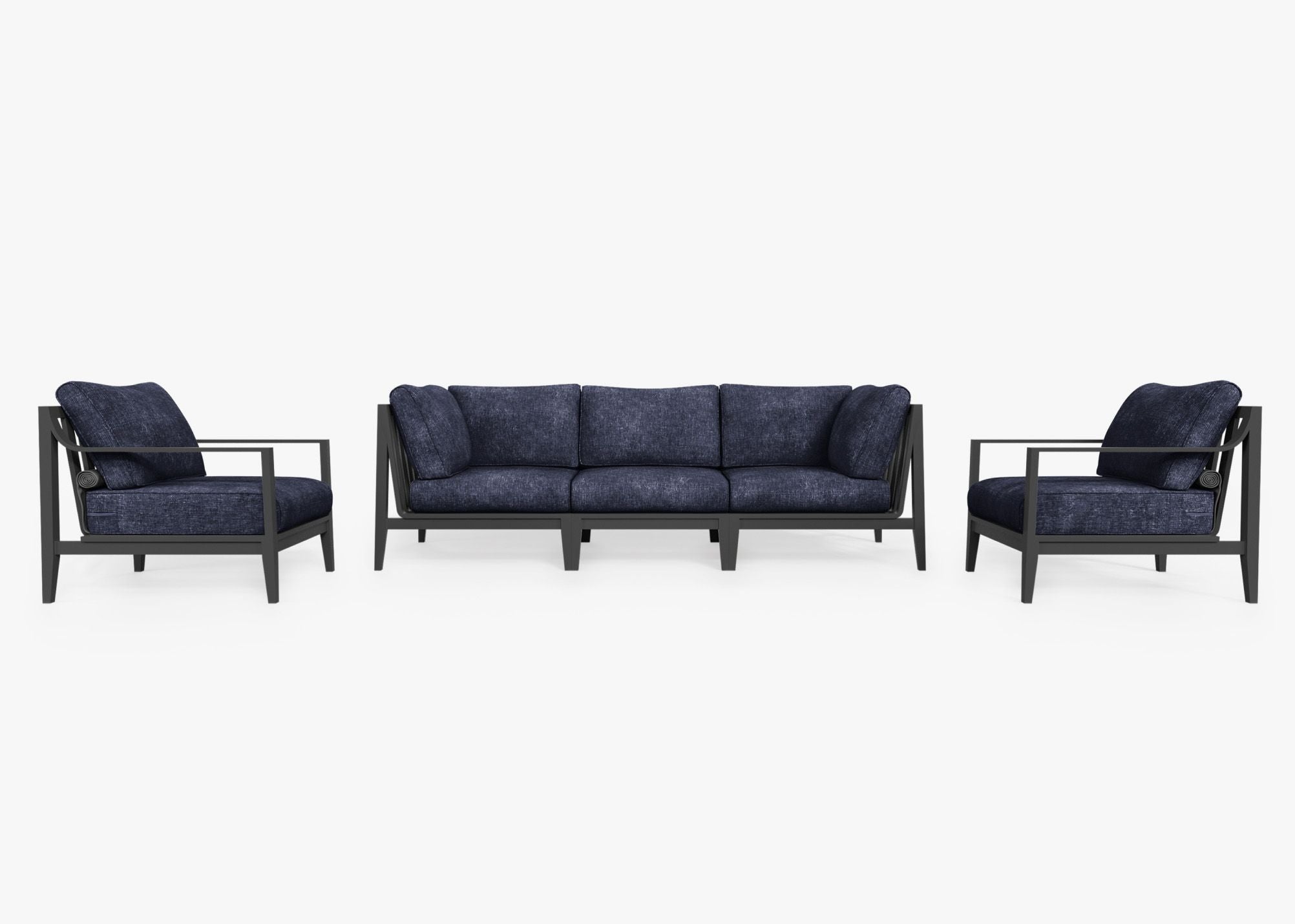 Canapé d'extérieur en aluminium anthracite avec fauteuils - 5 places