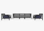 Canapé d'extérieur en aluminium anthracite avec fauteuils - 5 places
