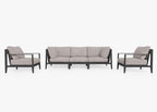 Canapé d'extérieur en aluminium anthracite avec fauteuils - 5 places