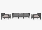 Canapé d'extérieur en aluminium anthracite avec fauteuils - 5 places