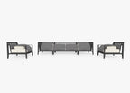 Canapé d'extérieur en aluminium anthracite avec fauteuils - 6 places
