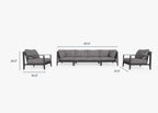 Canapé d'extérieur en aluminium anthracite avec fauteuils - 6 places