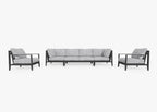 Canapé d'extérieur en aluminium anthracite avec fauteuils - 6 places