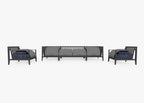 Canapé d'extérieur en aluminium anthracite avec fauteuils - 6 places