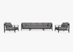 Canapé d'extérieur en aluminium anthracite avec fauteuils - 6 places