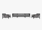 Canapé d'extérieur en aluminium anthracite avec fauteuils - 6 places
