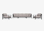 Canapé d'extérieur en aluminium anthracite avec fauteuils - 6 places