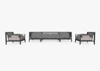 Canapé d'extérieur en aluminium anthracite avec fauteuils - 6 places