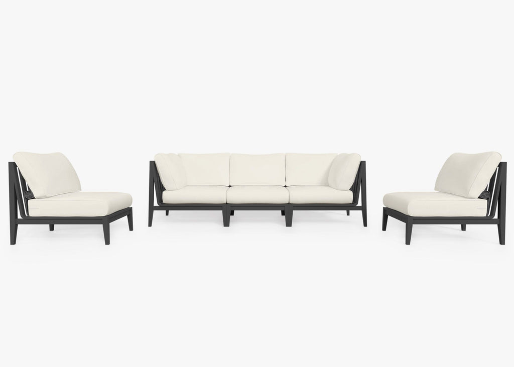 Canapé d'extérieur en aluminium anthracite avec accoudoirs - 5 places