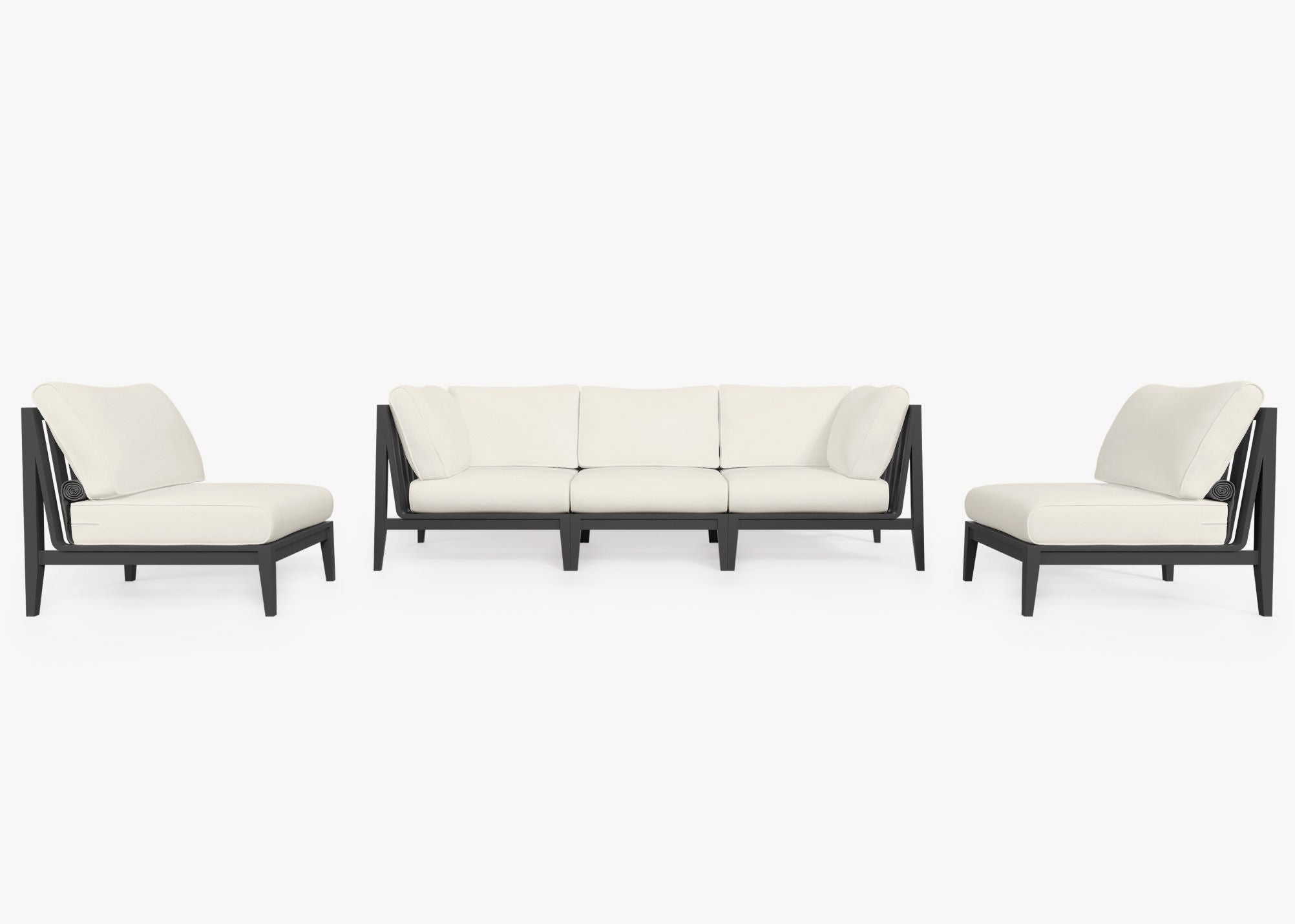 Canapé d'extérieur en aluminium anthracite avec accoudoirs - 5 places