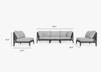 Canapé d'extérieur en aluminium anthracite avec accoudoirs - 5 places