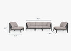 Canapé d'extérieur en aluminium anthracite avec accoudoirs - 5 places