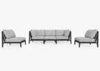 Canapé d'extérieur en aluminium anthracite avec accoudoirs - 5 places
