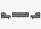 Canapé d'extérieur en aluminium anthracite avec accoudoirs - 5 places