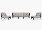 Canapé d'extérieur en aluminium anthracite avec accoudoirs - 5 places
