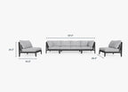 Canapé d'extérieur en aluminium anthracite avec accoudoirs - 6 places