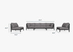 Canapé d'extérieur en aluminium anthracite avec accoudoirs - 6 places
