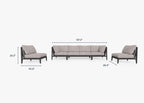 Canapé d'extérieur en aluminium anthracite avec accoudoirs - 6 places