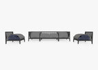 Canapé d'extérieur en aluminium anthracite avec accoudoirs - 6 places
