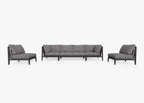 Canapé d'extérieur en aluminium anthracite avec accoudoirs - 6 places