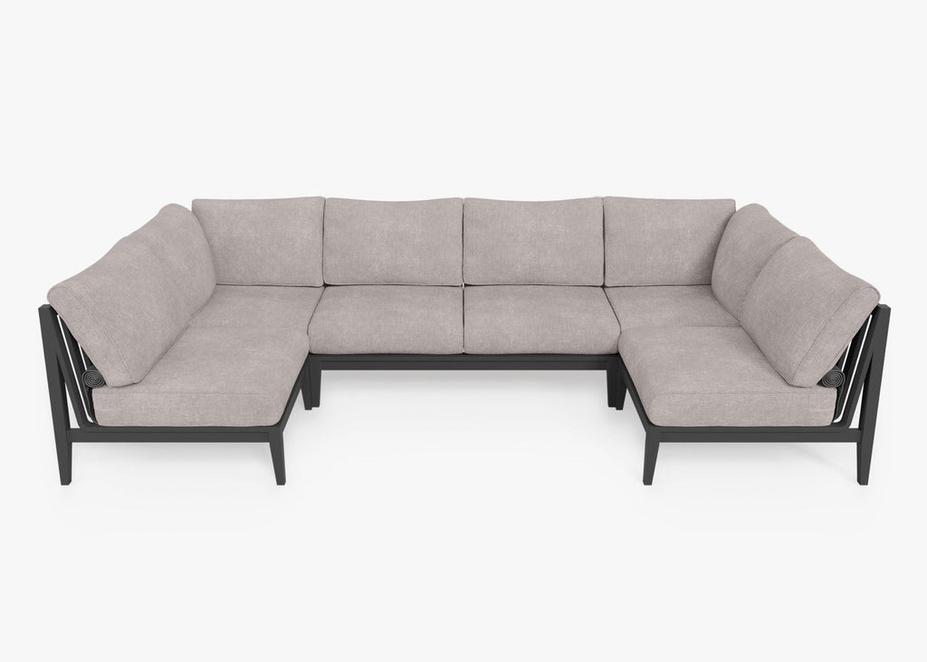 Canapé d'extérieur sectionnel en U en aluminium anthracite - 6 places