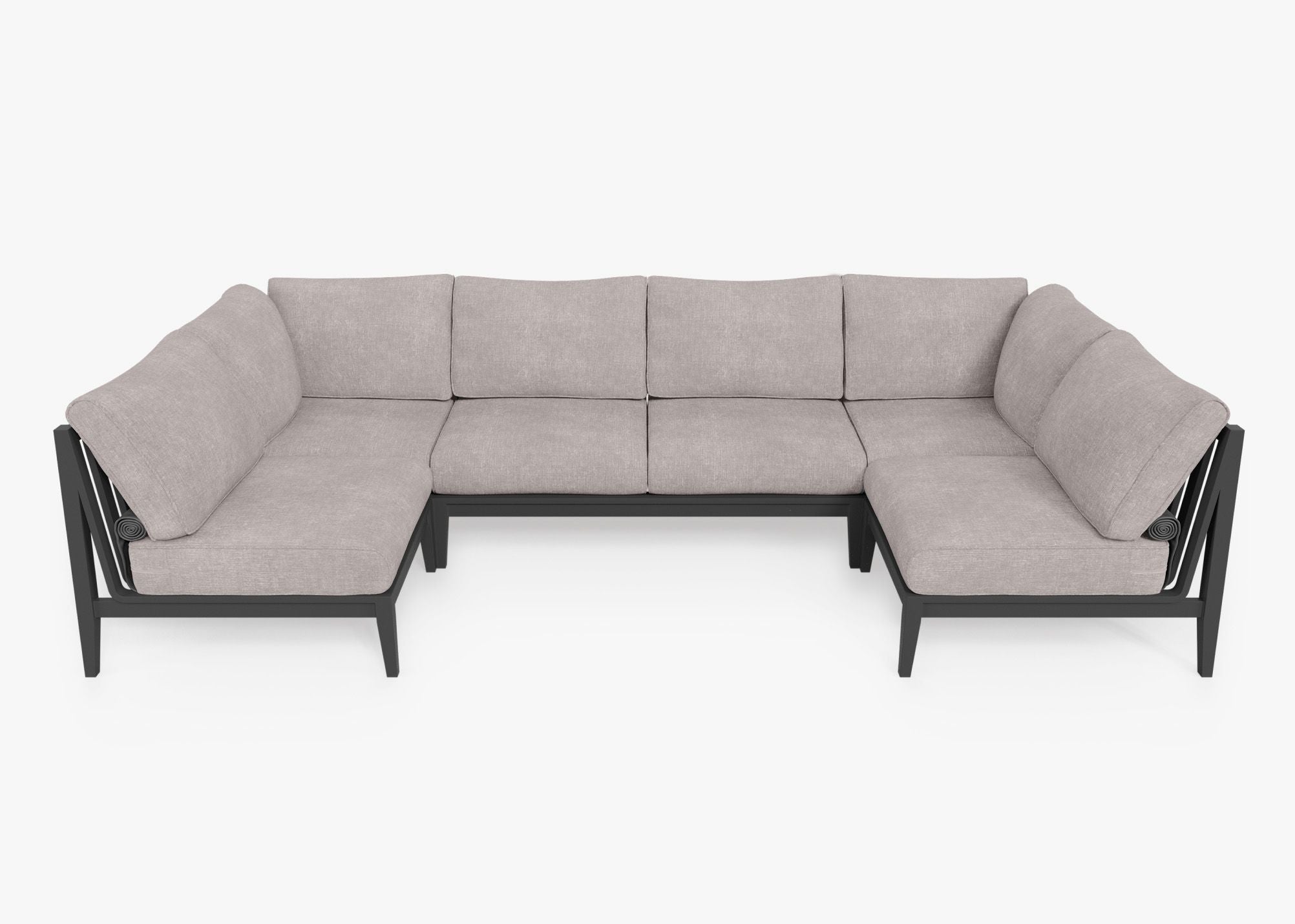 Canapé d'extérieur sectionnel en U en aluminium anthracite - 6 places