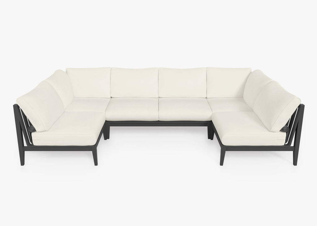 Canapé d'extérieur sectionnel en U en aluminium anthracite - 6 places