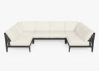 Canapé d'extérieur sectionnel en U en aluminium anthracite - 6 places