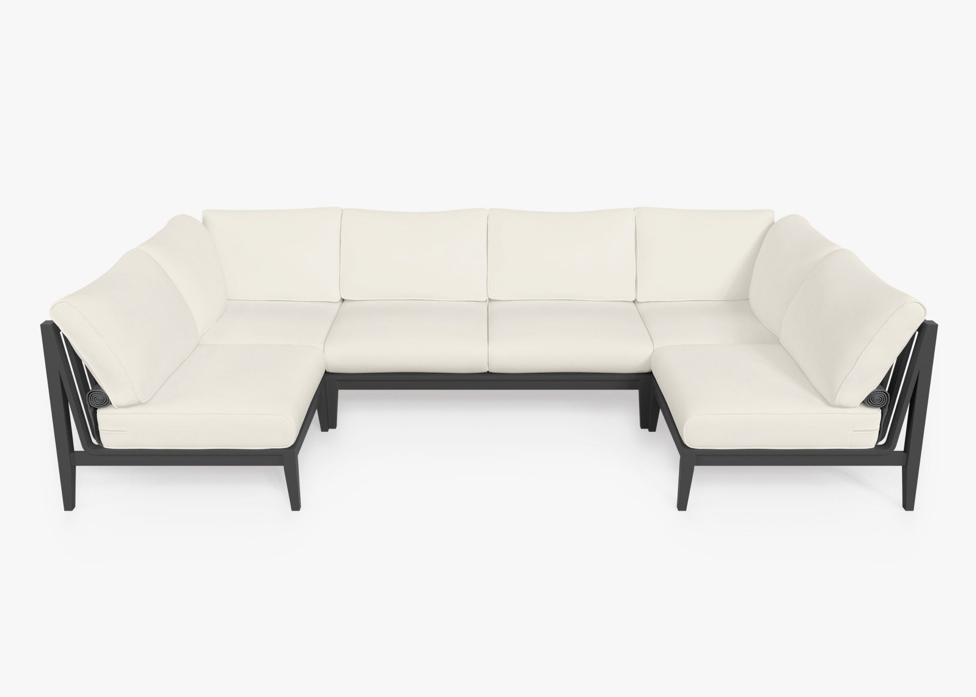 Canapé d'extérieur sectionnel en U en aluminium anthracite - 6 places
