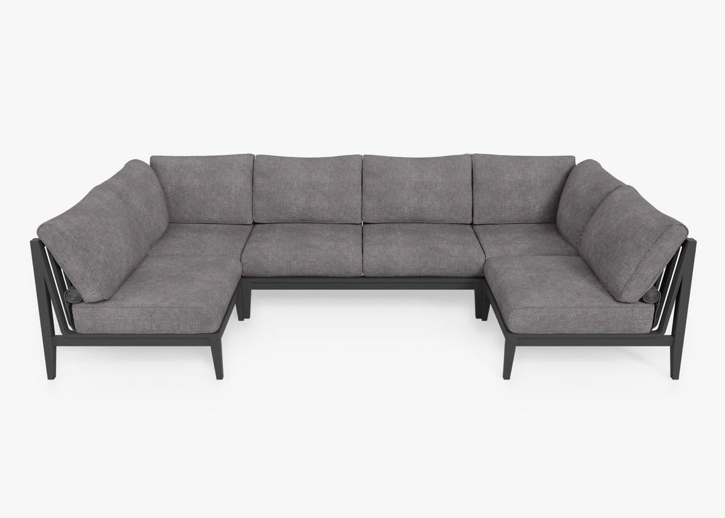 Canapé d'extérieur sectionnel en U en aluminium anthracite - 6 places