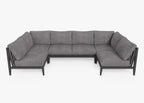 Canapé d'extérieur sectionnel en U en aluminium anthracite - 6 places