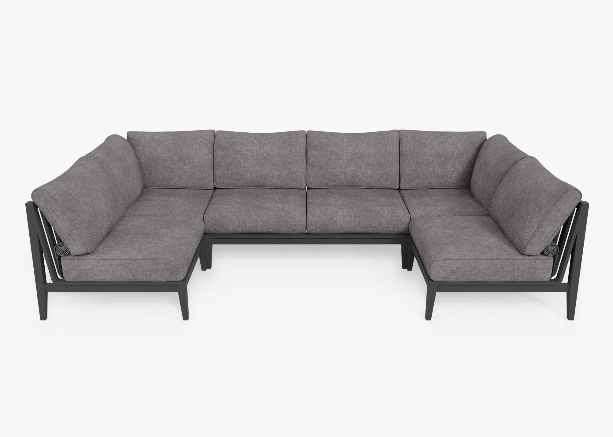Canapé d'extérieur sectionnel en U en aluminium anthracite - 6 places