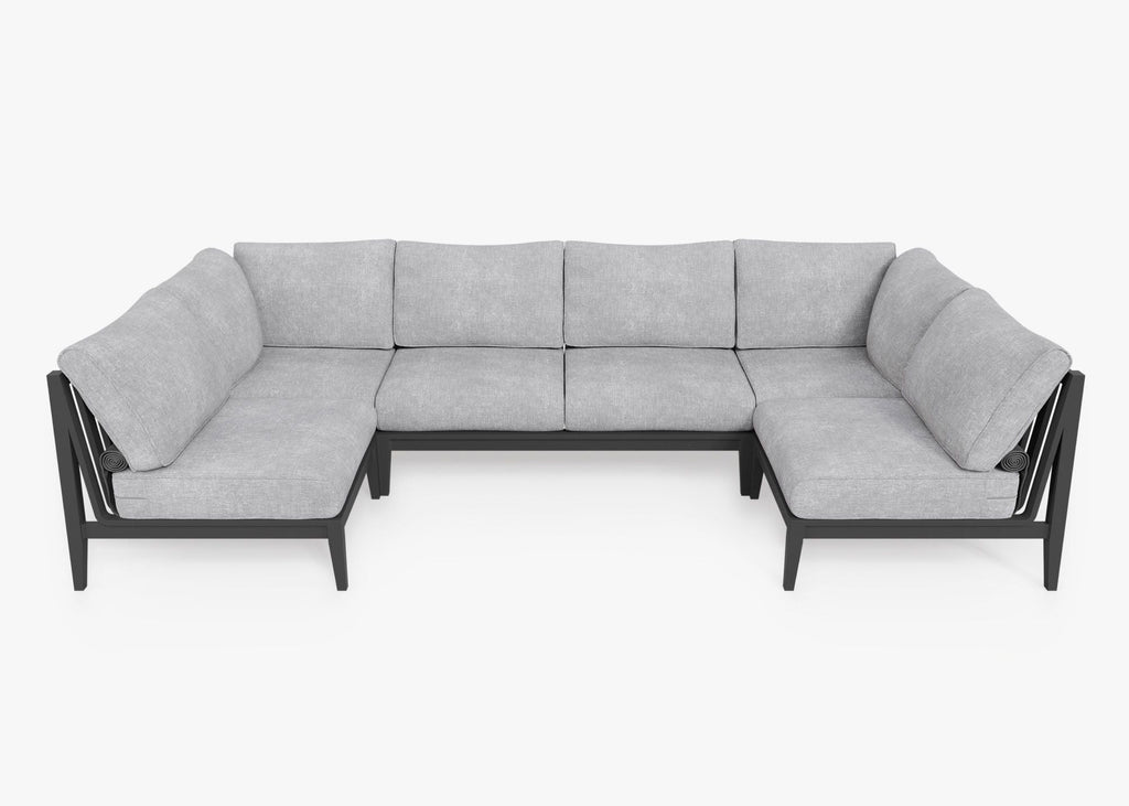 Canapé d'extérieur sectionnel en U en aluminium anthracite - 6 places