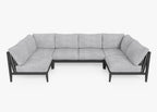 Canapé d'extérieur sectionnel en U en aluminium anthracite - 6 places