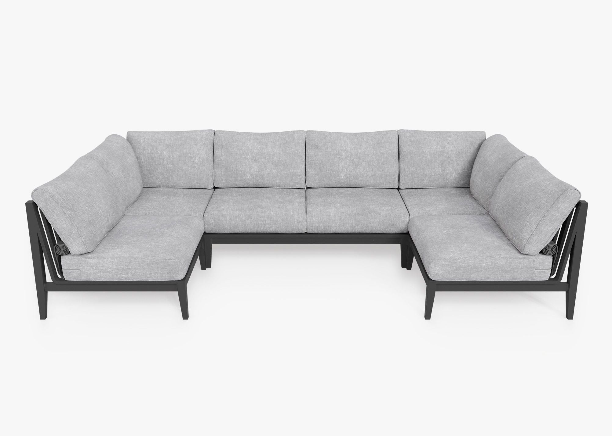 Canapé d'extérieur sectionnel en U en aluminium anthracite - 6 places