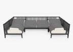 Canapé d'extérieur sectionnel en U en aluminium anthracite - 6 places