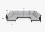 Canapé d'extérieur sectionnel en U en aluminium anthracite - 6 places
