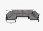 Canapé d'extérieur sectionnel en U en aluminium anthracite - 6 places
