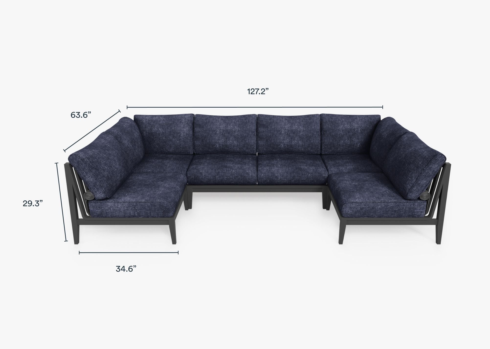 Canapé d'extérieur sectionnel en U en aluminium anthracite - 6 places