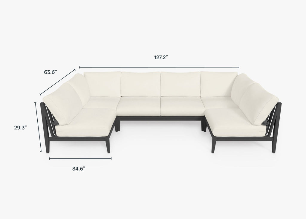 Canapé d'extérieur sectionnel en U en aluminium anthracite - 6 places