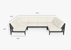 Canapé d'extérieur sectionnel en U en aluminium anthracite - 6 places