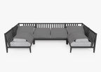 Canapé d'extérieur sectionnel en U en aluminium anthracite - 6 places
